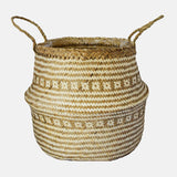 Seagrass Tribal White Lined Basket Medium 30cm Height 35cm Dia Pots & Planters