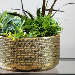 Solis Embossed Bowl Gold 15cm Height 30cm Dia Pots & Planters