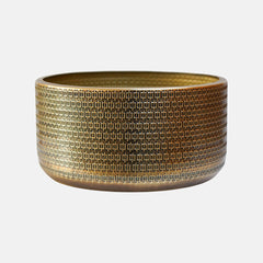 Solis Embossed Bowl Gold 15cm Height 30cm Dia Pots & Planters