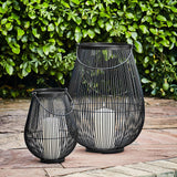 Venere Lantern Black with Glass Insert 46cm Height 35.5cm Width Pots & Planters